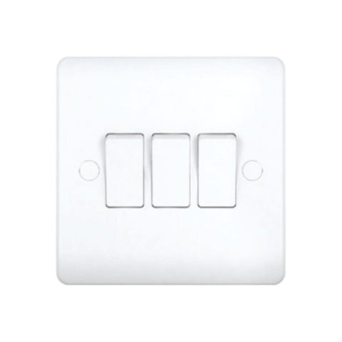 MILANO | 10A 3 Gang 2 Way Switch White | 210800100007