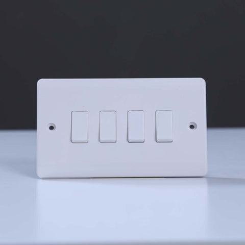 MILANO | 4 Gang 1 Way Switch White | 210800100008