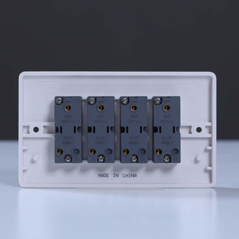 MILANO | 4 Gang 1 Way Switch White | 210800100008
