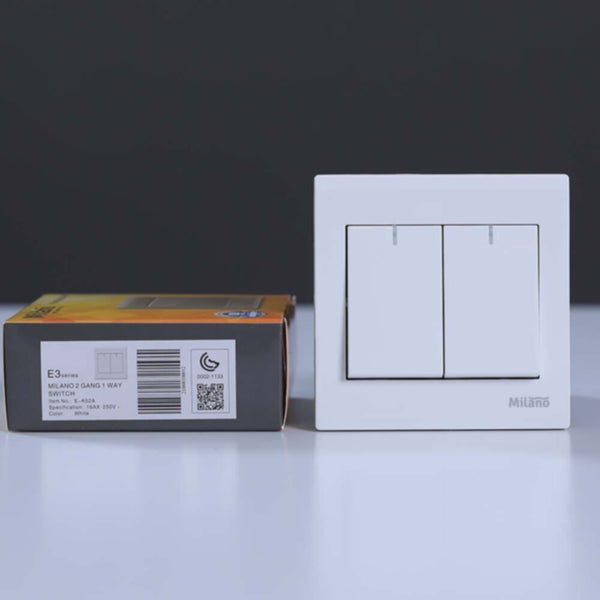 MILANO | 16A 2Gang 1Way White | 210800100012