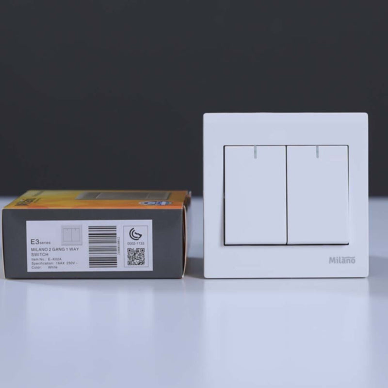 MILANO | 16A 2Gang 1Way White | 210800100012