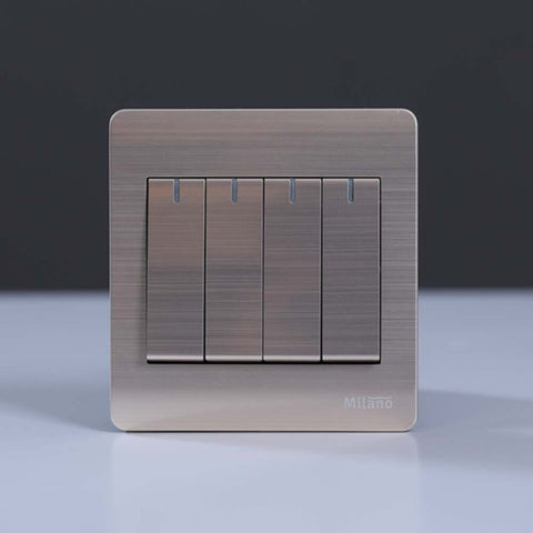 MILANO | 10A 4 Gang 1 Way Switch Gd | 210800100024