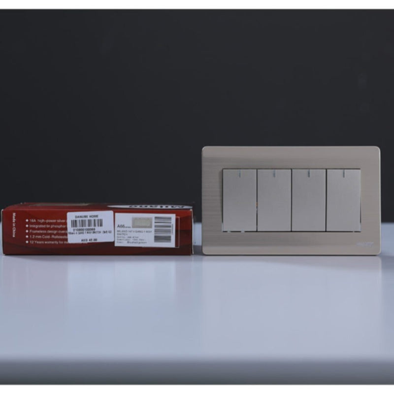MILANO | 4 GANG 1 WAY SWITCH (3x6) GD | 210800100068