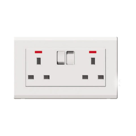 MILANO | 13A 2 Gang Socket With Neon White | 210800600006