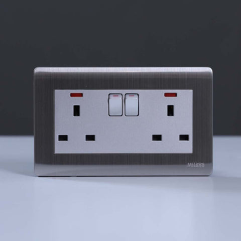 MILANO | 13A 2 Gang Socket With Neon Sl (B9-C14) | 210800600010