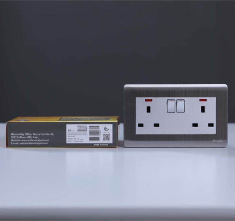 MILANO | 13A 2 Gang Socket With Neon Sl (B9-C14) | 210800600010