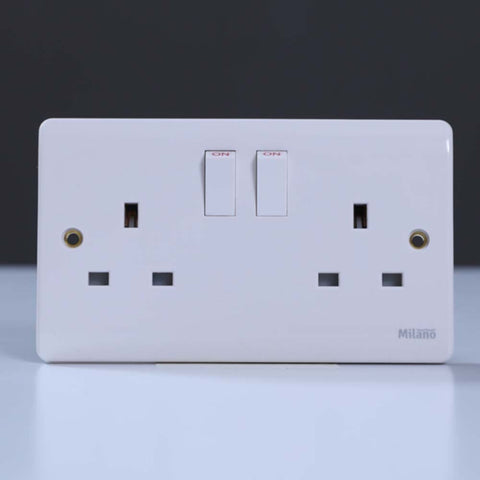 MILANO | 13A 2Gang Switch Socket White (V4060) | 210800600018