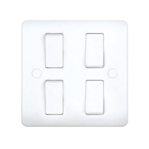 MILANO | 4Gang 1Way Switch (3X3) White | 210800600019