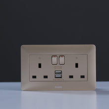 MILANO | 13A Twin Switched Socket Neon With Usb Gd | 210802700004