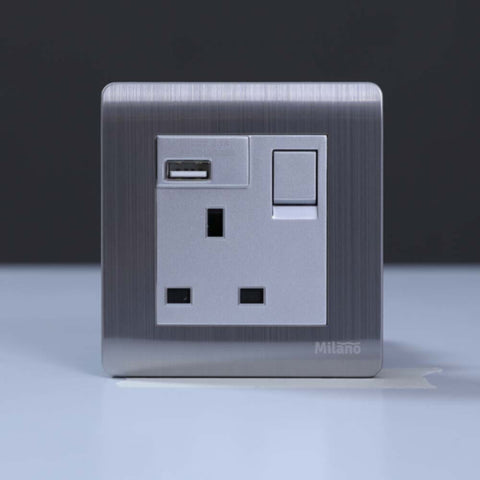 MILANO | 13A Socket With Neon With Usb Sl | 210802800001