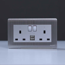 MILANO | 13A 2 Gang Socket With Neon With Usb Sl | 210802800002
