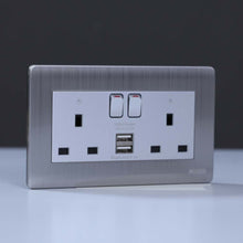 MILANO | 13A 2 Gang Socket With Neon With Usb Sl | 210802800002