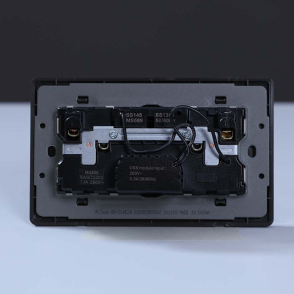 MILANO | 13A 2 Gang Socket With Neon With Usb Sl | 210802800002