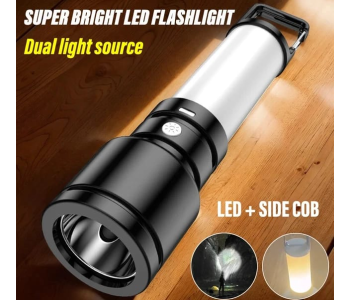 Generic High Power Led Flashlight Rechargeable Camping Lamp Lantern With Side Light Waterproof Outdoor Portable Light With Tail Hook | JPN6988
