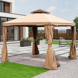 DANUBE | Sandra Aluminum Gazebo with Curtains and Mosquito Nets Beige 3x3 M | 231202704366