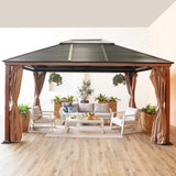 DANUBE | Jasmy Gazebo with Curtains Black Brown 3.6x4.6 M | 231202705964