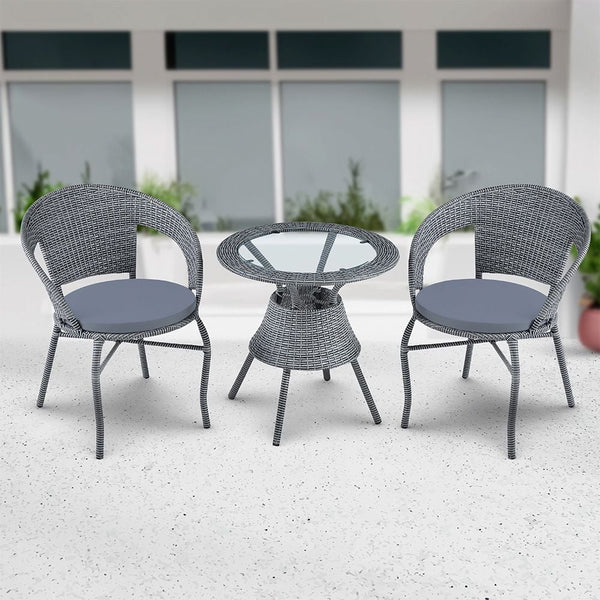 DANUBE | Eden 1 + 2-Seater Round Balcony Set-Grey | 231202705976