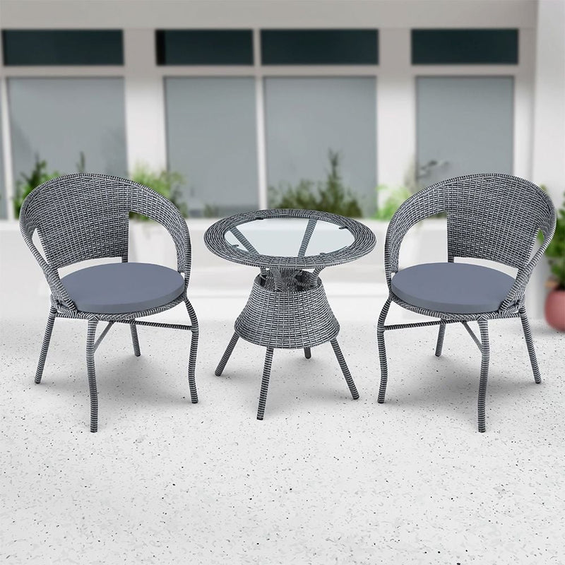 DANUBE | Eden 1 + 2 Seater Round Balcony Set Grey | 231202705976