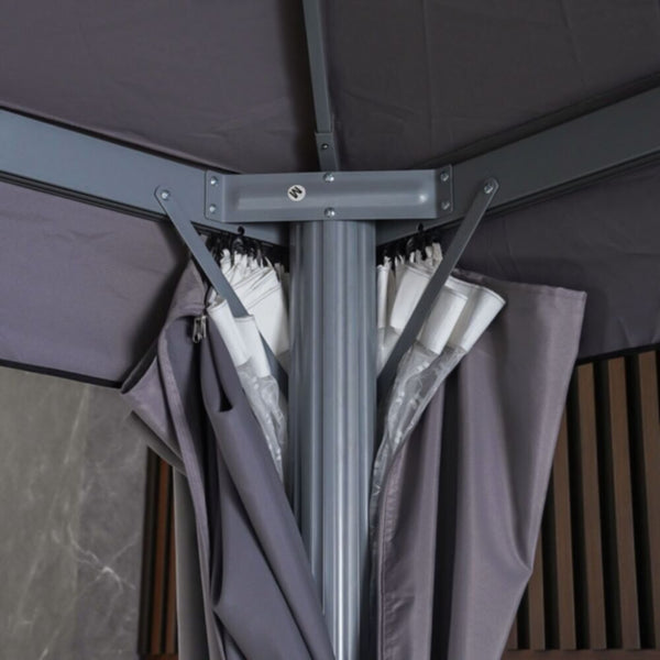 DANUBE | Roma Aluminium Gazebo with Curtains and Mosquito Nets - Grey - 3X4 m | 231202707703