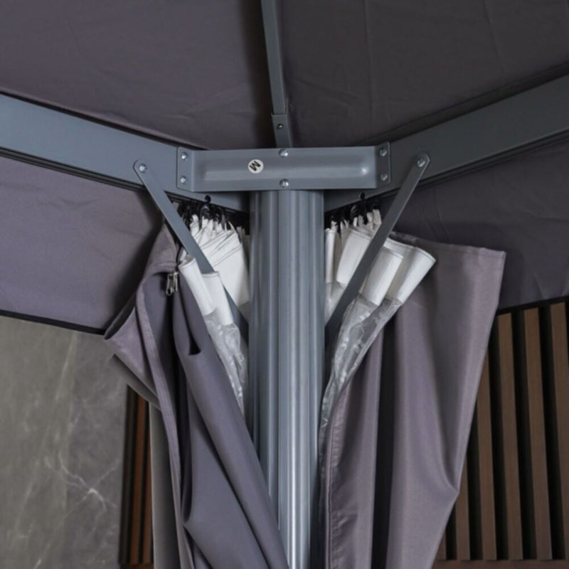 DANUBE | Roma Aluminium Gazebo with Curtains and Mosquito Nets - Grey - 3X4 m | 231202707703