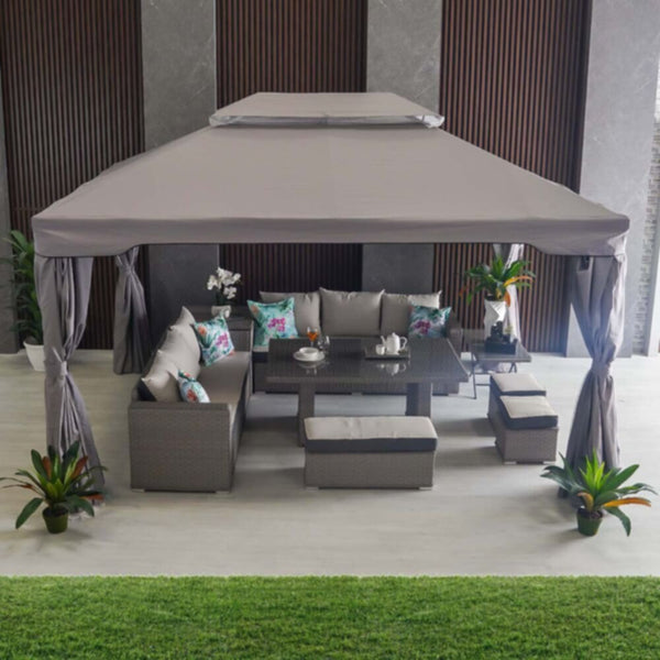 DANUBE | Roma Aluminium Gazebo with Curtains and Mosquito Nets - Grey - 3X4 m | 231202707703