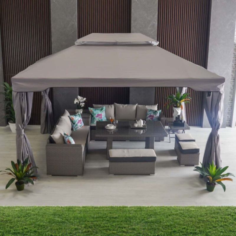 DANUBE | Roma Aluminium Gazebo with Curtains and Mosquito Nets - Grey - 3X4 m | 231202707703