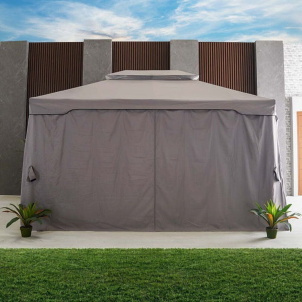 DANUBE | Roma Aluminium Gazebo with Curtains and Mosquito Nets - Grey - 3X4 m | 231202707703