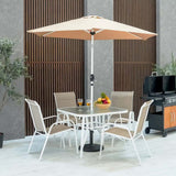 DANUBE | Eve 1 + 4-Seater Textilene Dining Set with Umbrella White Khaki | 231202707901