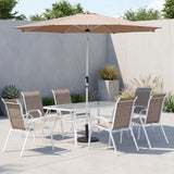 DANUBE | Eve 1 + 6-Seater Textilene Dining Set White Khaki | 231202707902