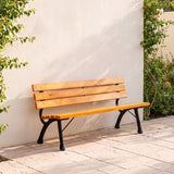 DANUBE | Inaya Cast Iron Park Bench-Natural Wood/Black |
