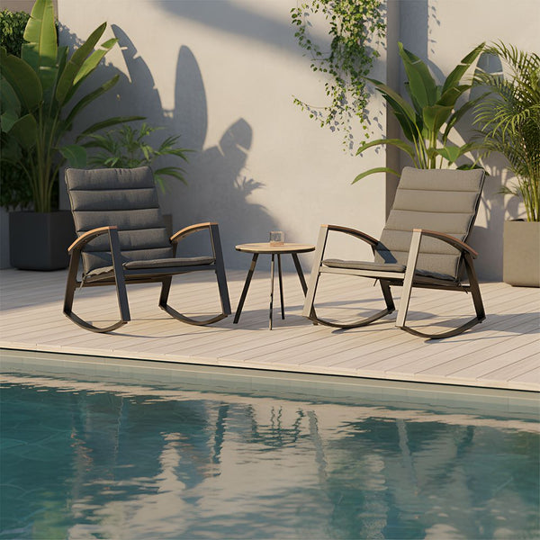 DANUBE | Raven 1 + 2 Seater Rocking Balcony Set Dark Grey | 231202708625