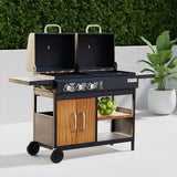 DANUBE | Inferno Hybrid (Gas + Charcoal) 3-Burner BBQ Grill-Black | 231202708819