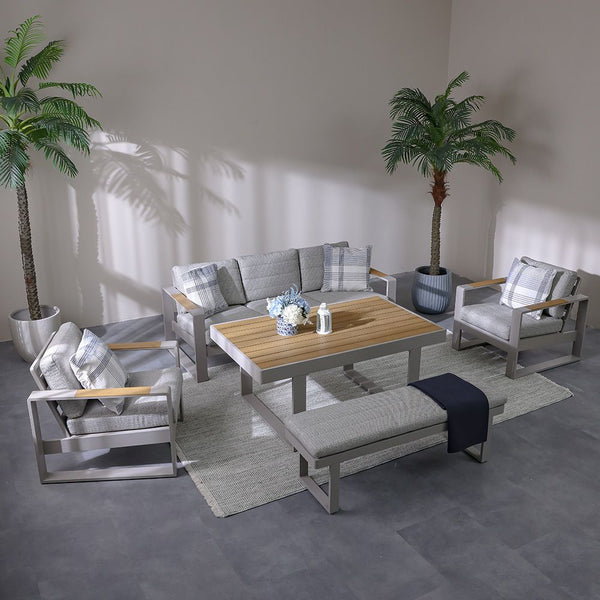 DANUBE | Optimum 7 Seater Sofa Set Khaki Grey | 231202709390