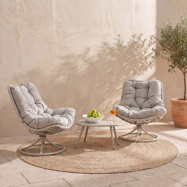 DANUBE | Vistara 1 + 2-Seater Swivel Chair Balcony Set Grey | 231202709660