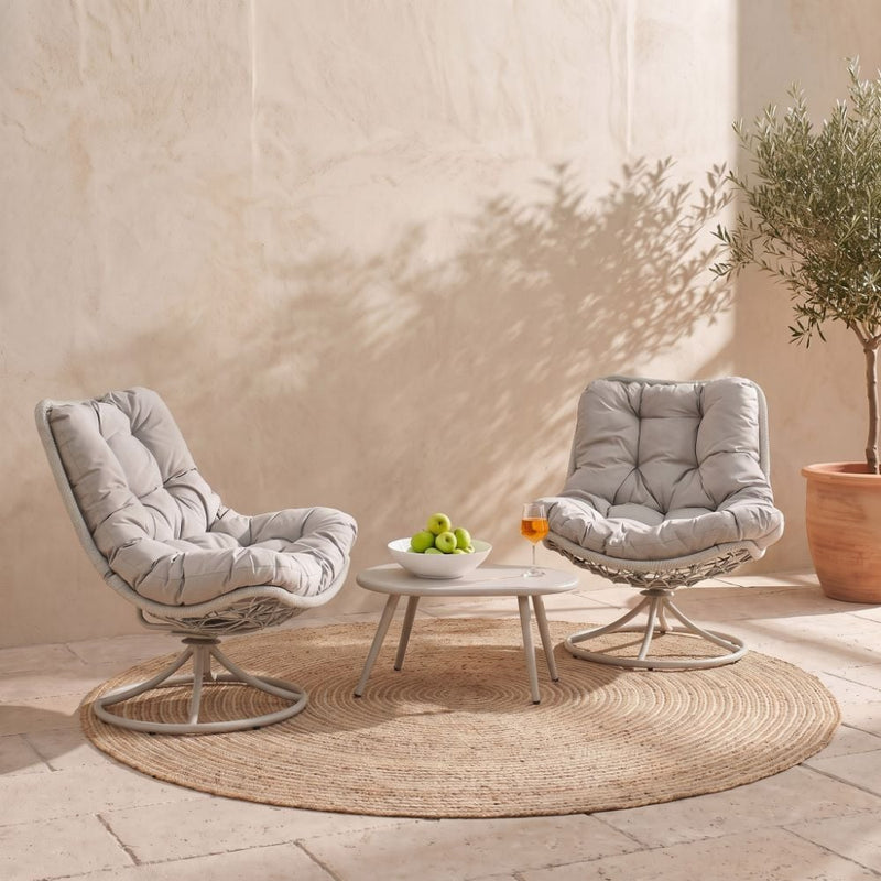 DANUBE | Vistara 1 + 2-Seater Swivel Chair Balcony Set Grey | 231202709660