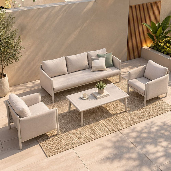 DANUBE | Divine 5-Seater Sofa Set with Coffee Table-Light Multi Color | 231202709686