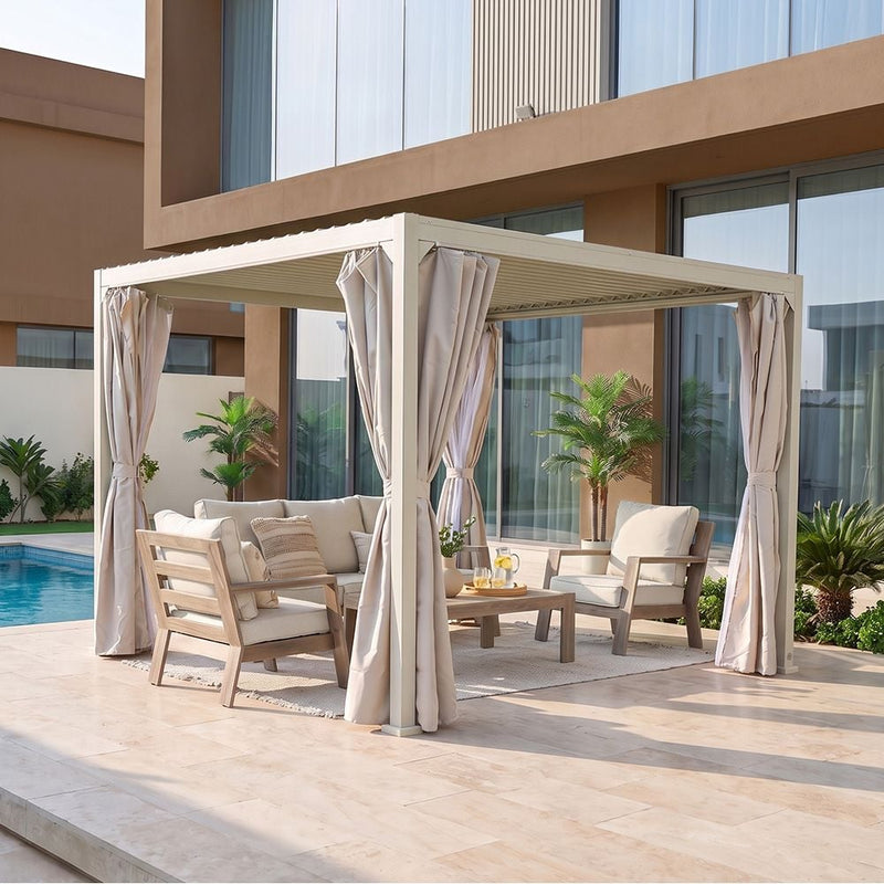 DANUBE | Terra Gazebo with Curtains-Apricot | 231202709691