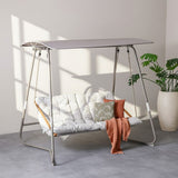 DANUBE | Lima 3 Seater Swing with Canopy Grey Green Teak Beige | 231202709694