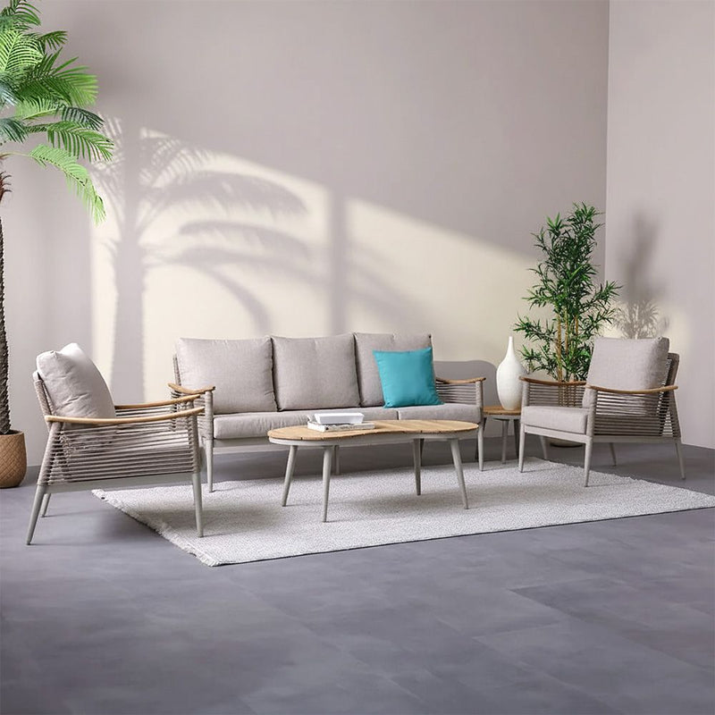 DANUBE | Savannah 5-Seater Sofa Set with 2 Coffee Tables-Champagne | 231202709715