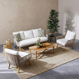 DANUBE | Honey 5-Seater Sofa Set Beige/Natural Wood | 231202709819