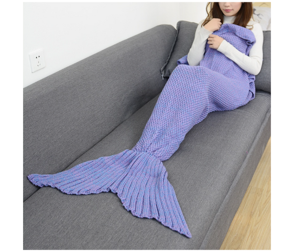 FN-Super Soft Crochet Mermaid Tail Blanket For Kids (85cm) - Purple | JPJ7885
