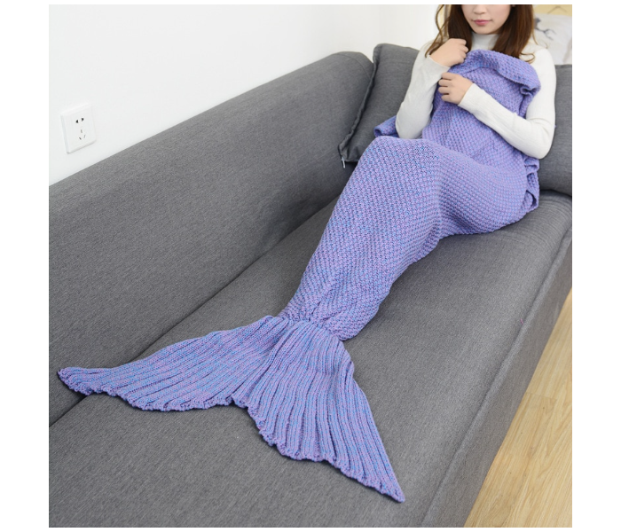FN-Super Soft Crochet Mermaid Tail Blanket For Kids (85cm) - Purple | JPJ7885