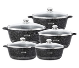 ROYALFORD | 10 Pc Die-cast Aluminium Saucepan Set With Tempered Glass Lids Grey | RF9699