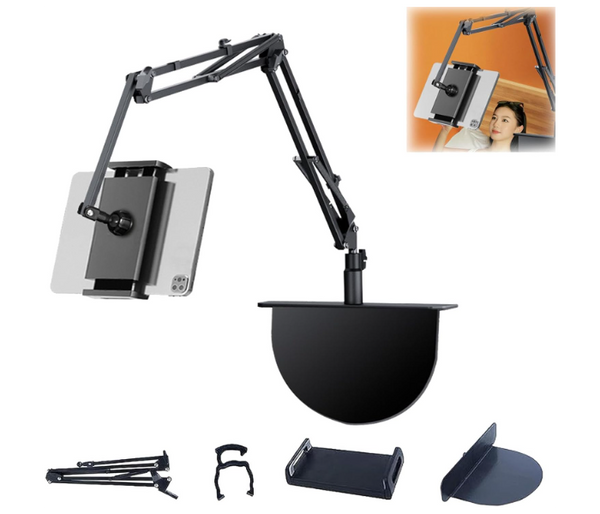 Multi-function Retractable Lazy Hidden Bedside Phone Tablet Holder Insertable Slit and Clip-On Cell Phone Tablet Holder Foldable Phone Tablet Holder for Bed, Sofa and Desk | JPN7544
