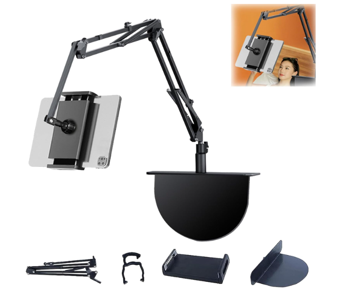 Multi-function Retractable Lazy Hidden Bedside Phone Tablet Holder Insertable Slit and Clip-On Cell Phone Tablet Holder Foldable Phone Tablet Holder for Bed, Sofa and Desk | JPN7544