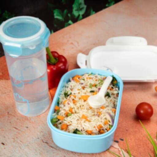 ROYALFORD | Lunch Box With Water Bottle Assorted Colors - Portable Design Perfect Lock with Seal System to Avoid Spillage|Travel Safe|Compact lids with High Grip Clips|Ideal for Office, Picnic, Outings & More | RF4396