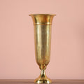 DANUBE | Decimus Ribbed Vase with Base L 19 x W 19 x H 47 cm - Gold | 290101601078