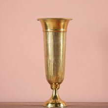 DANUBE | Decimus Ribbed Vase with Base L 19 x W 19 x H 47 cm - Gold | 290101601078