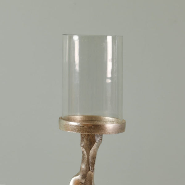 DANUBE | Arianna Twisted Pillar Candle Holder 10x10x58 cm- Silver | 290104600811