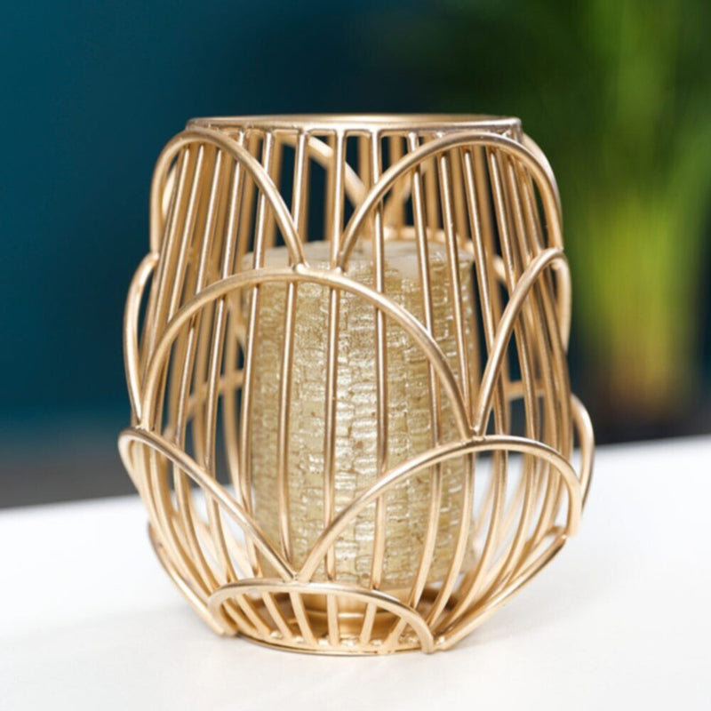 DANUBE | Arianna Cage T Light Holder- Gold | 290104600814